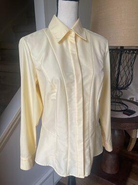 Coldwater Creek Yellow Long Sleeve Button Down Flattering Lines Size Small